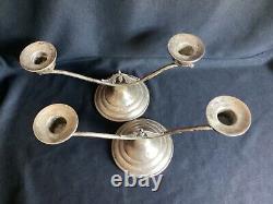 Vintage Pair Randahl Sterling Silver Art Deco Double Light Candlesticks