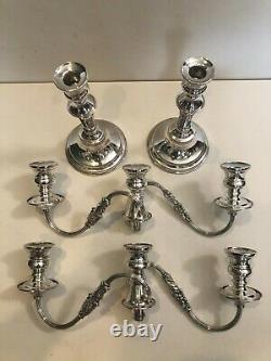 Vintage Pair Reproduction of Old Sheffield Plate England Candelabra, 11 1/2 T