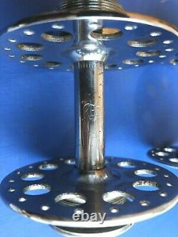 Vintage Pair Resilion Large Flange Hubs, 32/40h, Flip Flop Rear, Chromed In Exc Con