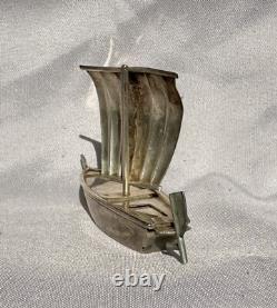 Vintage Pair Sailboats Sterling Silver Salt and Pepper Shaker 925 Ship