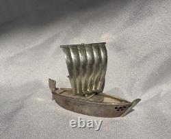 Vintage Pair Sailboats Sterling Silver Salt and Pepper Shaker 925 Ship
