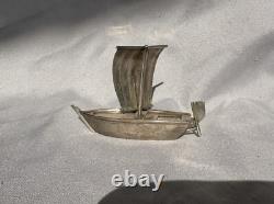 Vintage Pair Sailboats Sterling Silver Salt and Pepper Shaker 925 Ship