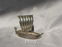 Vintage Pair Sailboats Sterling Silver Salt and Pepper Shaker 925 Ship