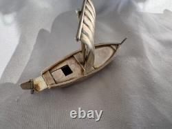Vintage Pair Sailboats Sterling Silver Salt and Pepper Shaker 925 Ship