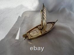 Vintage Pair Sailboats Sterling Silver Salt and Pepper Shaker 925 Ship