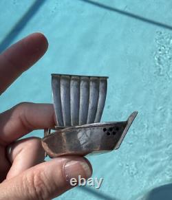 Vintage Pair Sailboats Sterling Silver Salt and Pepper Shaker 925 Ship