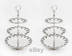 Vintage Pair Silver Plated Tiered Cake Biscuit Stands