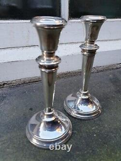 Vintage Pair Solid Silver Sterling 925 Birmingham 1962 S. J. Rose Candlesticks A