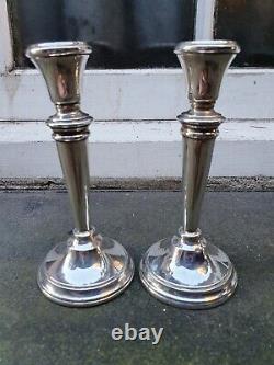 Vintage Pair Solid Silver Sterling 925 Birmingham 1962 S. J. Rose Candlesticks A