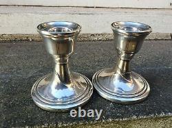 Vintage Pair Solid Silver Sterling 925 Birmingham 1971 Small Candlesticks