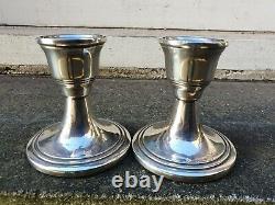 Vintage Pair Solid Silver Sterling 925 Birmingham 1971 Small Candlesticks