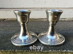 Vintage Pair Solid Silver Sterling 925 Birmingham 1971 Small Candlesticks