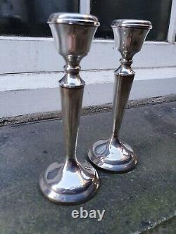 Vintage Pair Solid Silver Sterling 925 Birmingham 1975 A. T. Cammon Candlesticks B