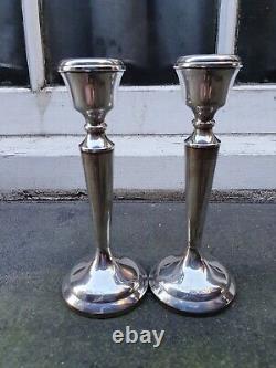 Vintage Pair Solid Silver Sterling 925 Birmingham 1975 A. T. Cammon Candlesticks B