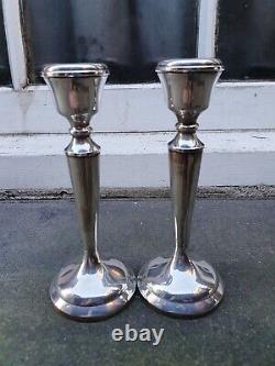 Vintage Pair Solid Silver Sterling 925 Birmingham 1975 A. T. Cammon Candlesticks B