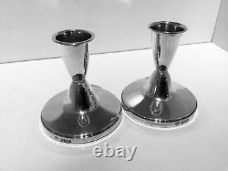 Vintage Pair Solid Sterling Silver Desk Candlesticks, Birmingham, 1974