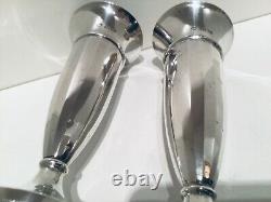 Vintage Pair Solid Sterling Silver Trumpet Flower Vases, Adie Brothers, 1961