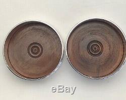 Vintage Pair Solid Sterling Silver Wine Bottle Coasters Classical Style