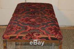 Vintage Pair Spancraft Designer Chrome Upholstered Benches Ottomans Stools