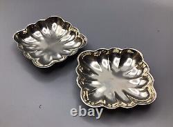 Vintage Pair Square, Shallow Footed Bowls 900 Silver 3.5