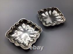 Vintage Pair Square, Shallow Footed Bowls 900 Silver 3.5