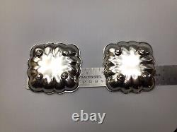 Vintage Pair Square, Shallow Footed Bowls 900 Silver 3.5