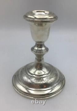 Vintage Pair Sterling Candlesticks Kirk & Son Old Maryland Engraved 4 5/8