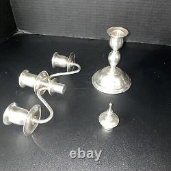Vintage Pair Sterling Silver Candlesticks 10Convertible Candelabra Candle Holdr