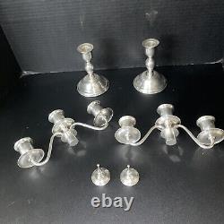 Vintage Pair Sterling Silver Candlesticks 10Convertible Candelabra Candle Holdr