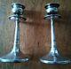 Vintage Pair Sterling Silver Candlesticks H/m 1917 Sheffield By Walker & Hall