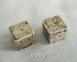 Vintage Pair Sterling Silver Dice Taxco Mexico Gambling Signed