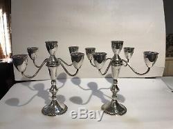 Vintage Pair Sterling Silver Duchin Creation 5 Candles Candelabra