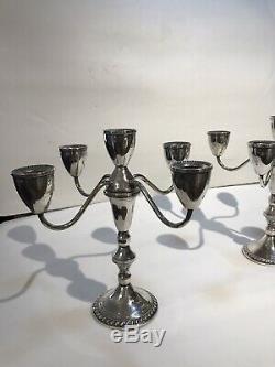 Vintage Pair Sterling Silver Duchin Creation 5 Candles Candelabra