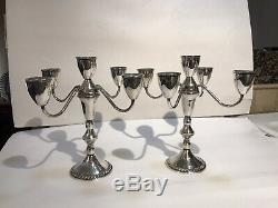 Vintage Pair Sterling Silver Duchin Creation 5 Candles Candelabra