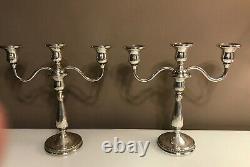 Vintage Pair Sterling Silver International Convertible Candlesticks Candelabra