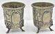 Vintage Pair Sterling Silver Repousse Embossed Footed Cups Wine Or Vodka