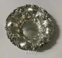 Vintage Pair Sterling Silver Repousse Meriden Britannia Nut Dish Floral #455