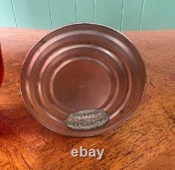 Vintage Pair Sterling Silver Ruby Red Glass Hurricane Candle Holders
