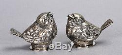 Vintage Pair Sterling Silver Salt & Pepper Shakers Sparrow Bird Motif 1.82 ozt