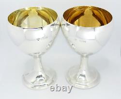 Vintage Pair Sterling Silver Wine Goblets Fully Hallmarked C J Vander Ltd 1965