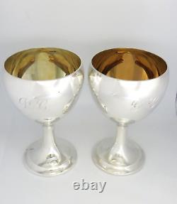 Vintage Pair Sterling Silver Wine Goblets Hallmarked C J Vander Ltd 1965