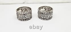 Vintage Pair Stieff Rose Wide 1 Sterling Silver Napkin Rings, Mono D