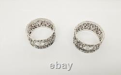 Vintage Pair Stieff Rose Wide 1 Sterling Silver Napkin Rings, Mono D