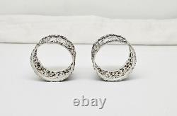 Vintage Pair Stieff Rose Wide 1 Sterling Silver Napkin Rings, Mono D