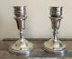 Vintage Pair Weighted Sterling Hallmarked Candlestick Holders With Wax Catchers