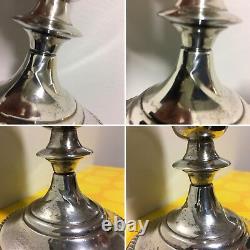 Vintage Pair Weighted Sterling Hallmarked Candlestick Holders with Wax Catchers