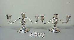 Vintage Pair Wm. Rogers Sterling Silver 3-lite Candelabra / Candlesticks