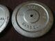 Vintage Pair York 100 Lb Barbell Weight 1 Std Double Faced Plates Silver
