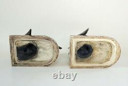 Vintage Pair c. 1930's Bird Swallow Bookends Chrome or Silverplate K & O