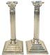 Vintage Pair Of 12 Silverplate Corinthian Column Candle Holders Candlesticks